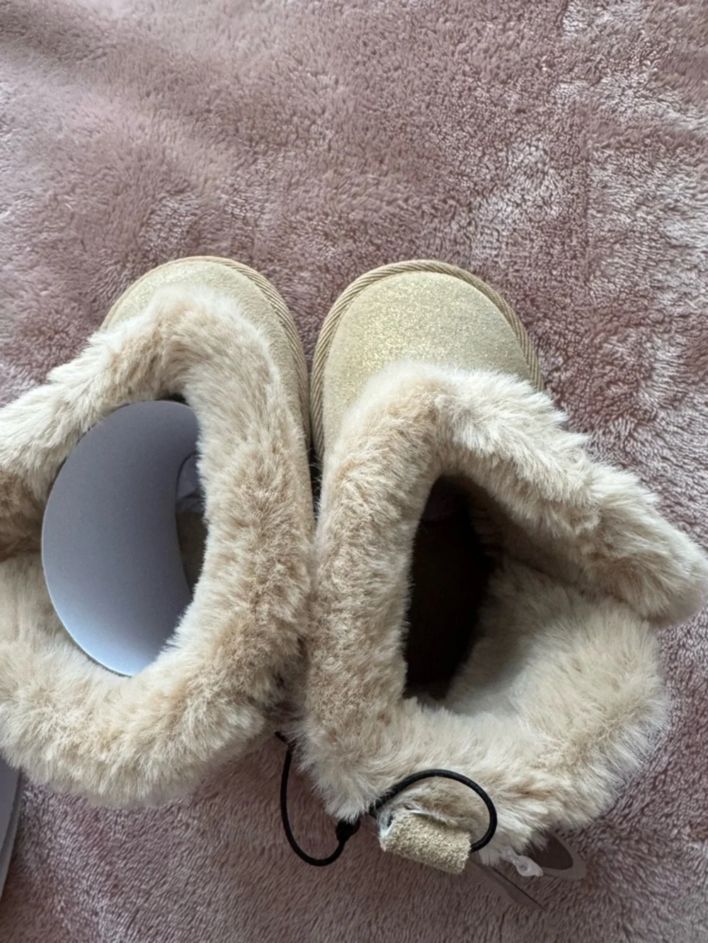 NWT Bearpaw Glitter Leather and Faux Fur Baby/Toddler Girls Boots, Size 5